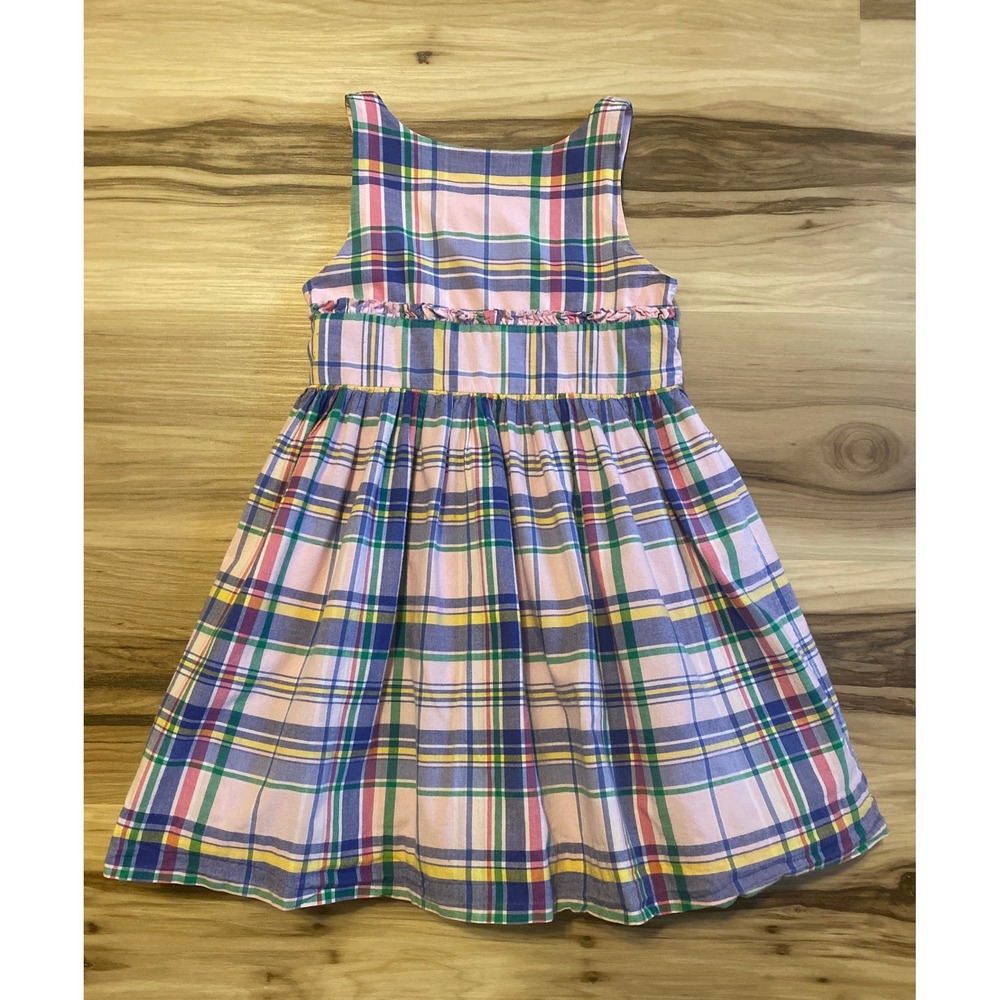 Ralph Lauren Kids Pink Plaid Sleeveless Cotton Ruffle Dress Size 3 3T